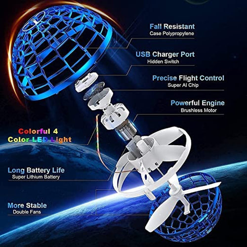 Cosmic LED Flying Ball – 360° Hand-Controlled Flying Toy